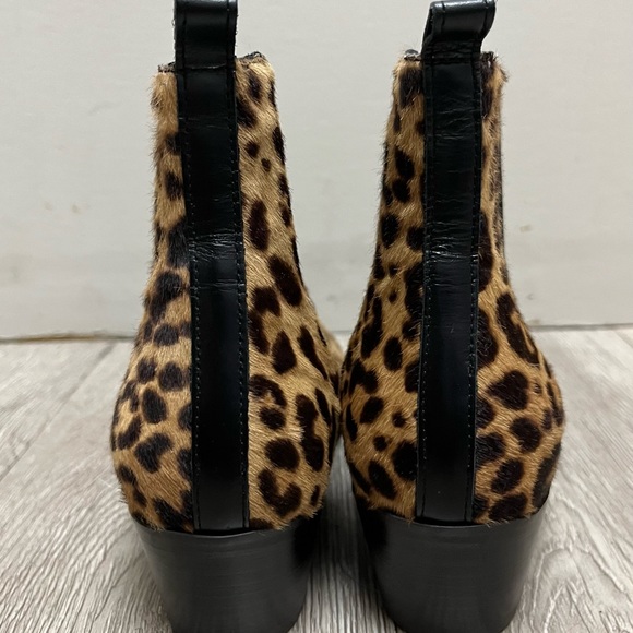 J Crew Leopard Calf Hair Ankle Booties With 2” Heel Sz 5 Worn Once - Picture 5 of 9